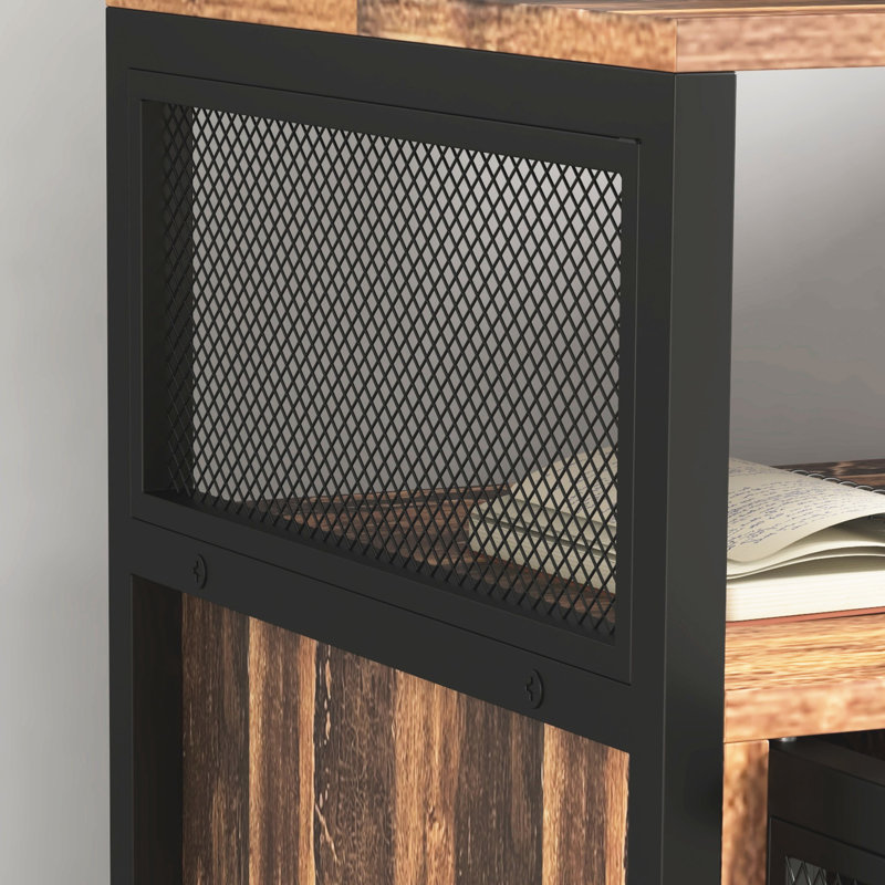 Bureau d'imprimante rustique brun avec douille. Organisez les fournitures de bureau. Mobile et réglable. Prise de poste de travail élégante, brun. Gardez bien organisé. Tablettes réglables. Roulettes pour un déplacement facile