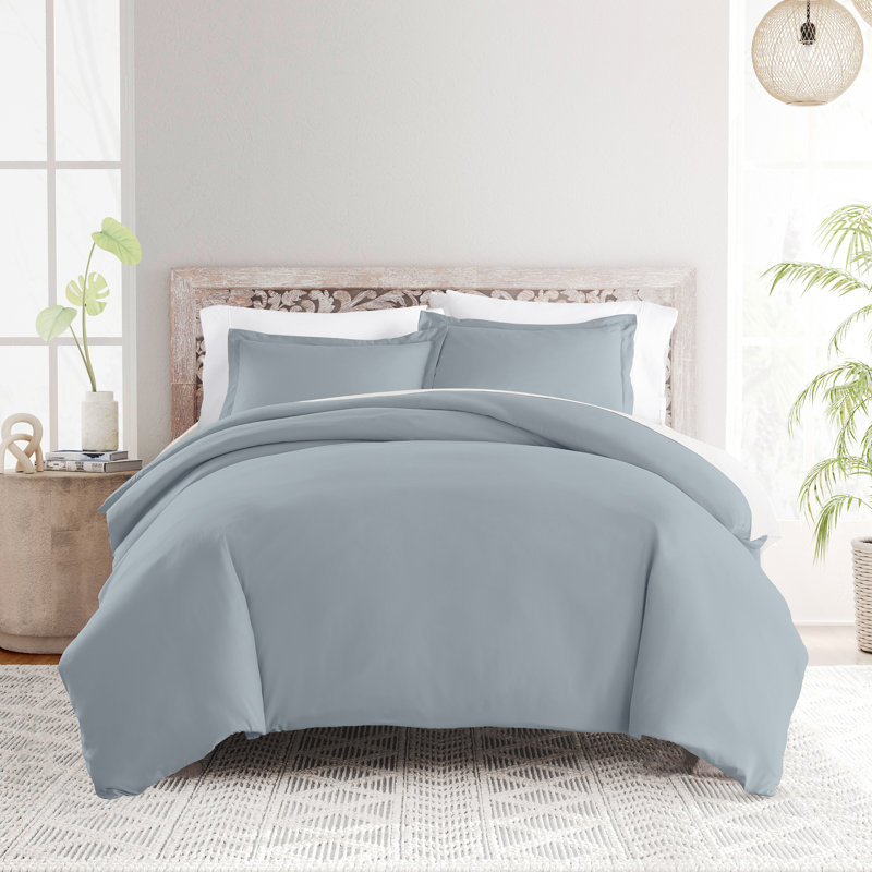 Super Soft Microfiber Duvet Cover Set, Queen Duvet Cover + 2 Shams, Light Blue