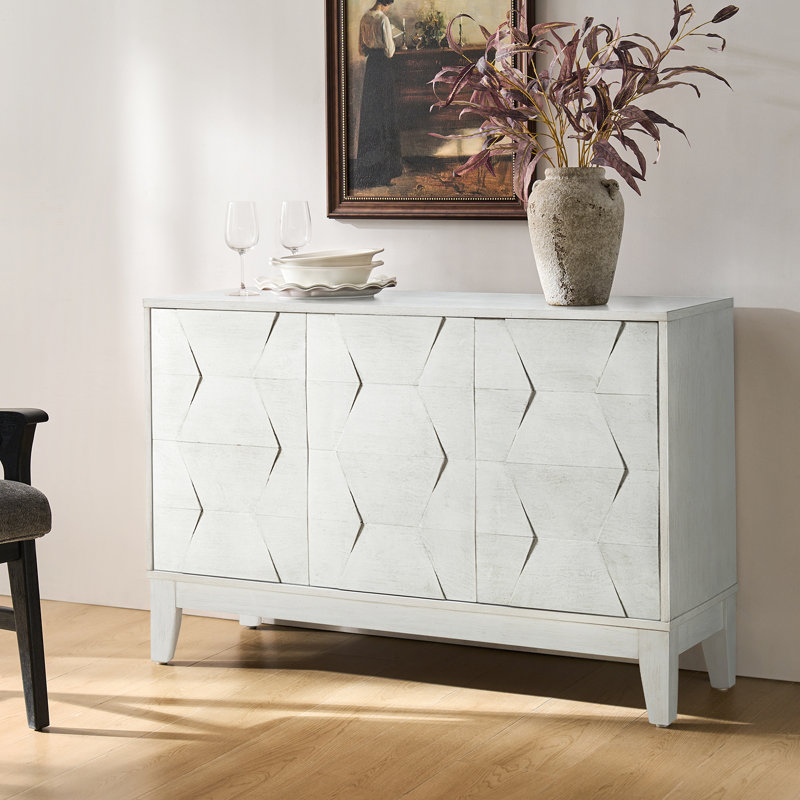 Joyce 114.9cm W Modern 3-door storage Sideboard with Adjustable Shelves, White