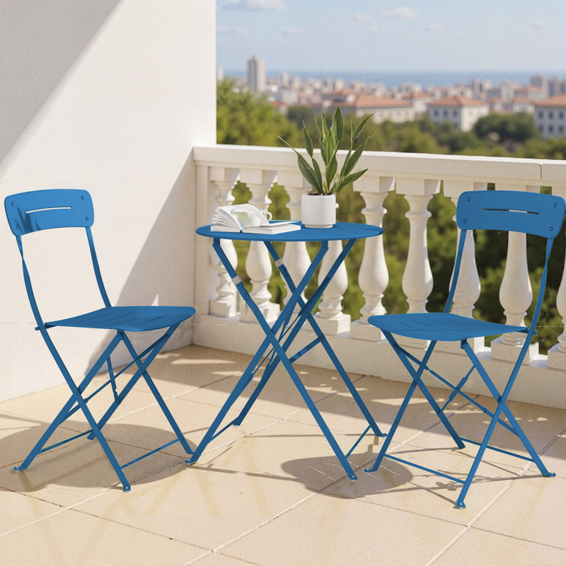 Shelah 2-Person Folding Patio Dining Set , Blue