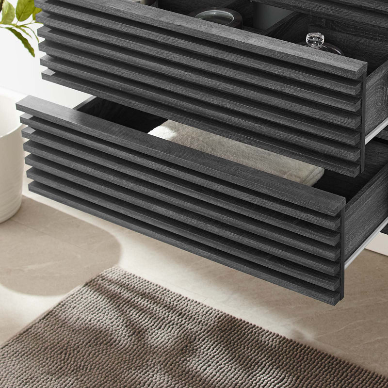 Base de meuble-lavabo mural simple 30 po Modway Render, Gris anthracite