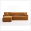 Canapé modulaire convertible en méridienne convertible, canapé modulaire en éponge à compression complète pour le salon en appartement, 3 places orange avec chenille grain de bois, 2 coussins inclus, L 86 po-118043822