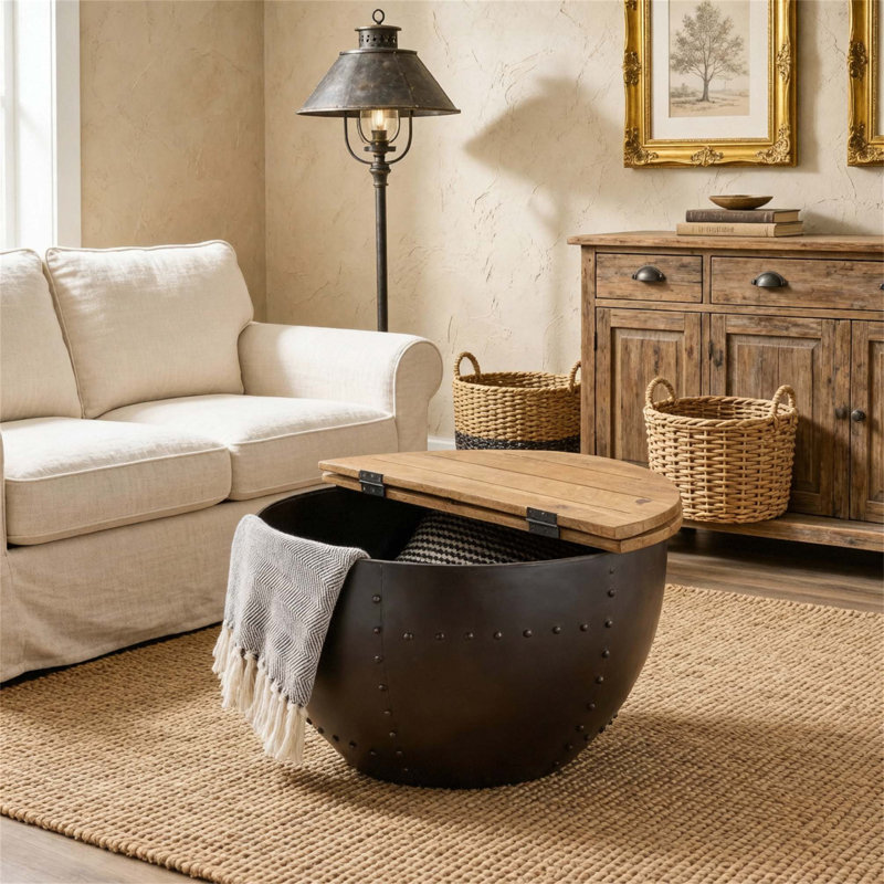 Table basse en bois et fer