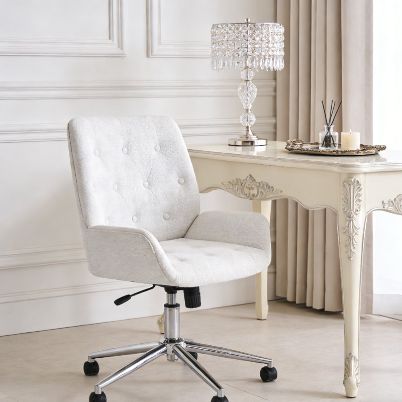 chenille office chair, White