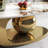 51" Luxurious Oval Coffee Table with Gold Base and Sintered Stone Top