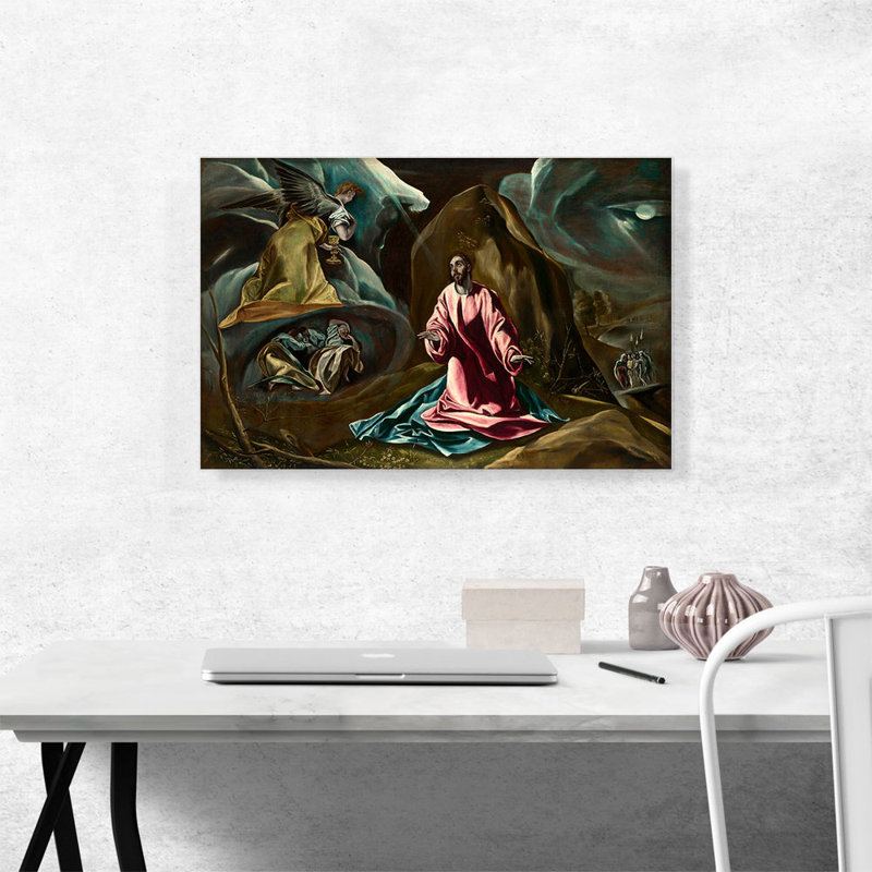 «Agony in the Garden» par El Greco, reproduction d'art sur toile tendue, H 18 po x l 26 po x P 0,75 po