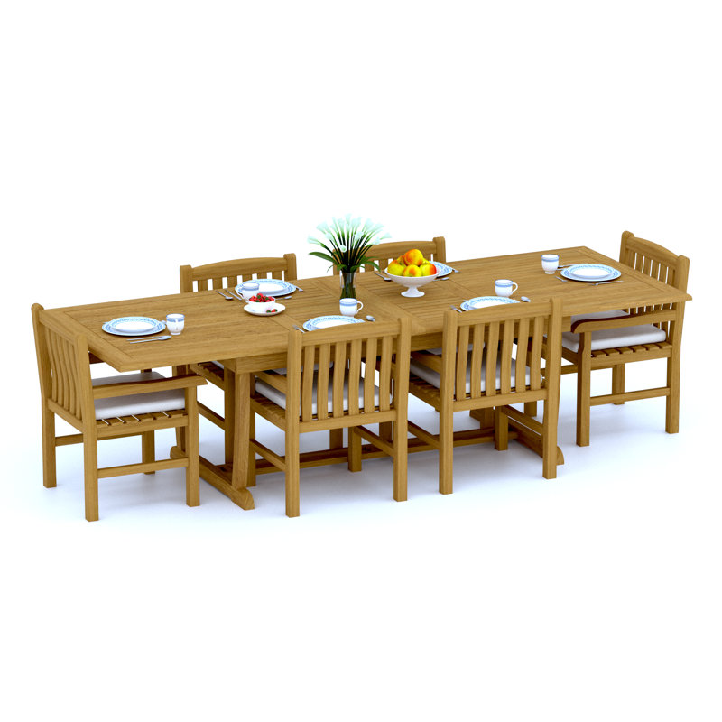 Devon 6 - Person Teak Wood Patio Dining Set with