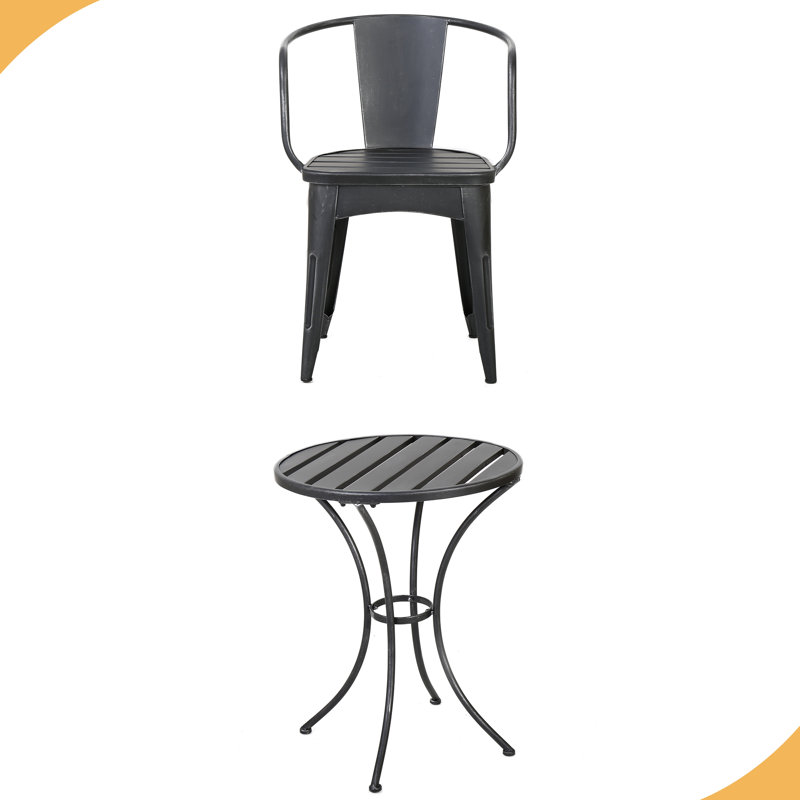 3 PC METAL BISTRO SET, Black