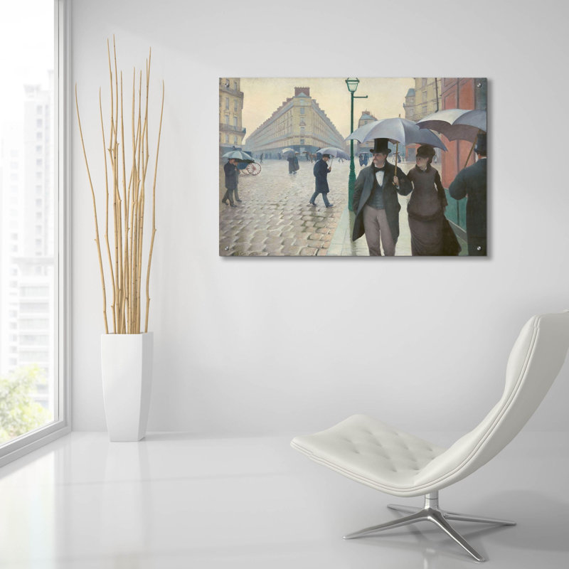 «Paris Street; «Rainy Day» par Gustave Caillebotte, art mural en verre acrylique, H 24 po x l 36 po x P 0,2 po