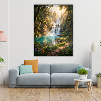 Art mural en verre trempé forêt cascade