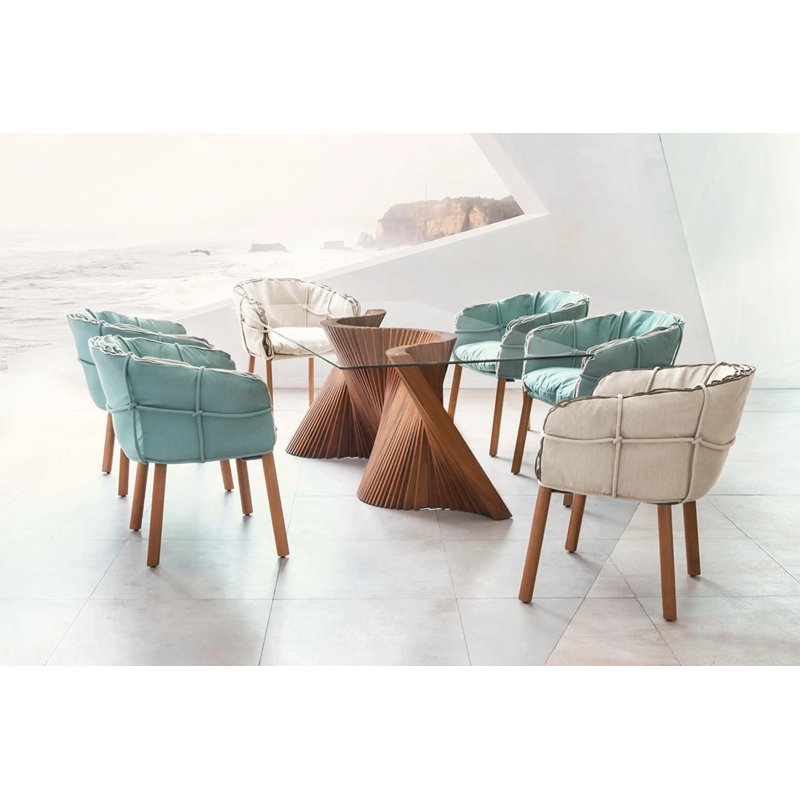 Wave Dining Table, 29.25" H x 118" W x 43.25" D, Brown
