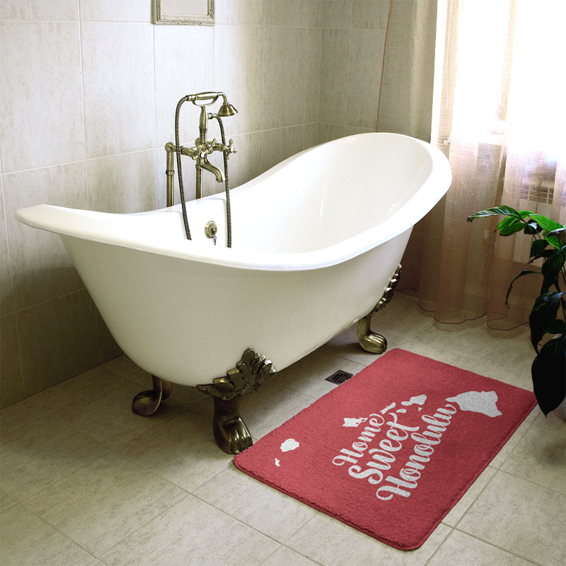 Tapis pour salle de bain honolulu hawaii, l 21 po x L 34 po, Rouge