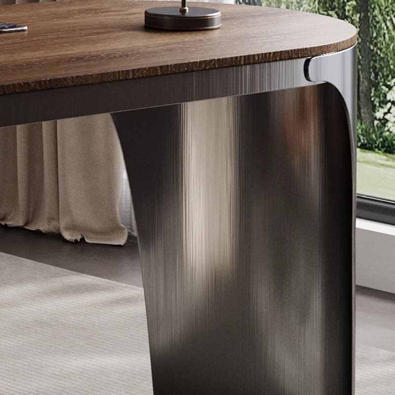 Bureau moderne en bois de luxe moderne et minimaliste avec acier inoxydable, H 29,5 po x l 70,9 po x P 27,6 po