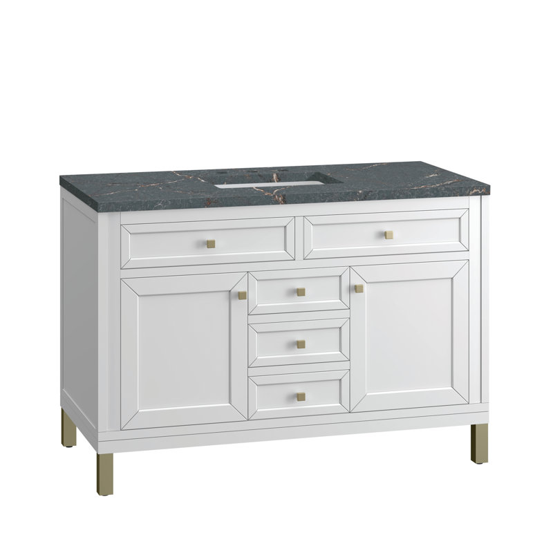 Chicago 48'' W Single Vanity, Glossy White, Parisien Bleu, 8" Widespread