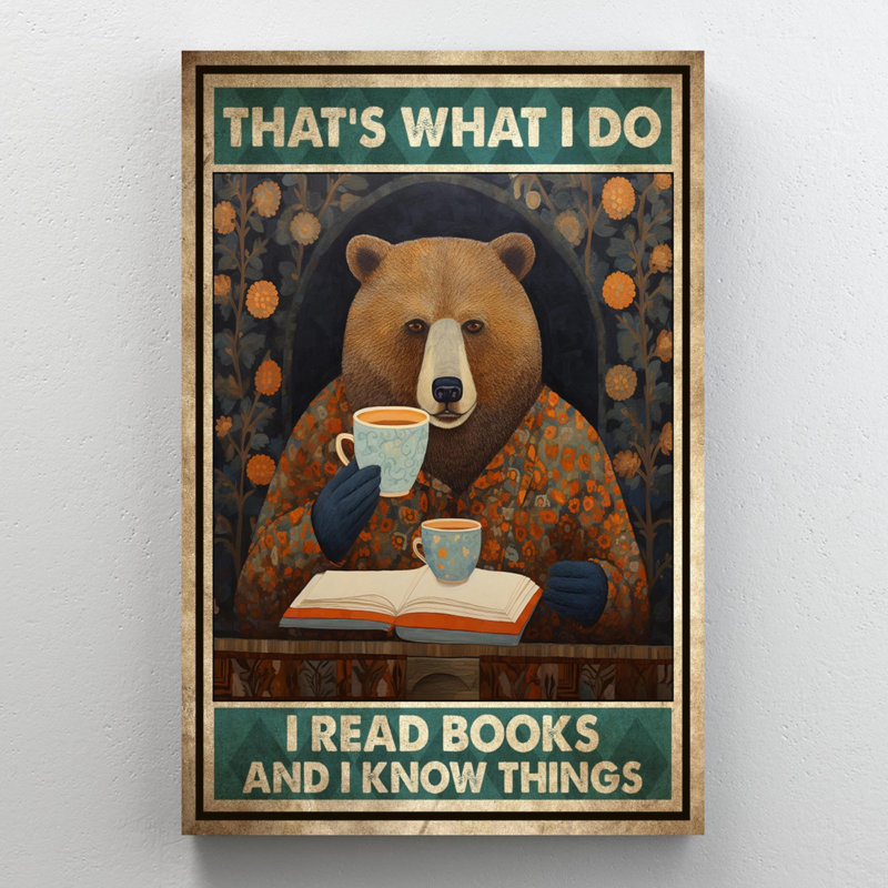 Lillyian " Bear I Read Books ", 20" H x 16" W x 1.25" D