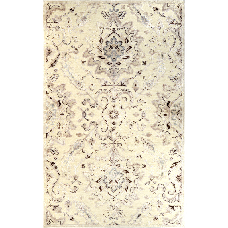 Tapis de zone crème della velours, Rectangle 7 pi 8 po x 9 pi 6 po