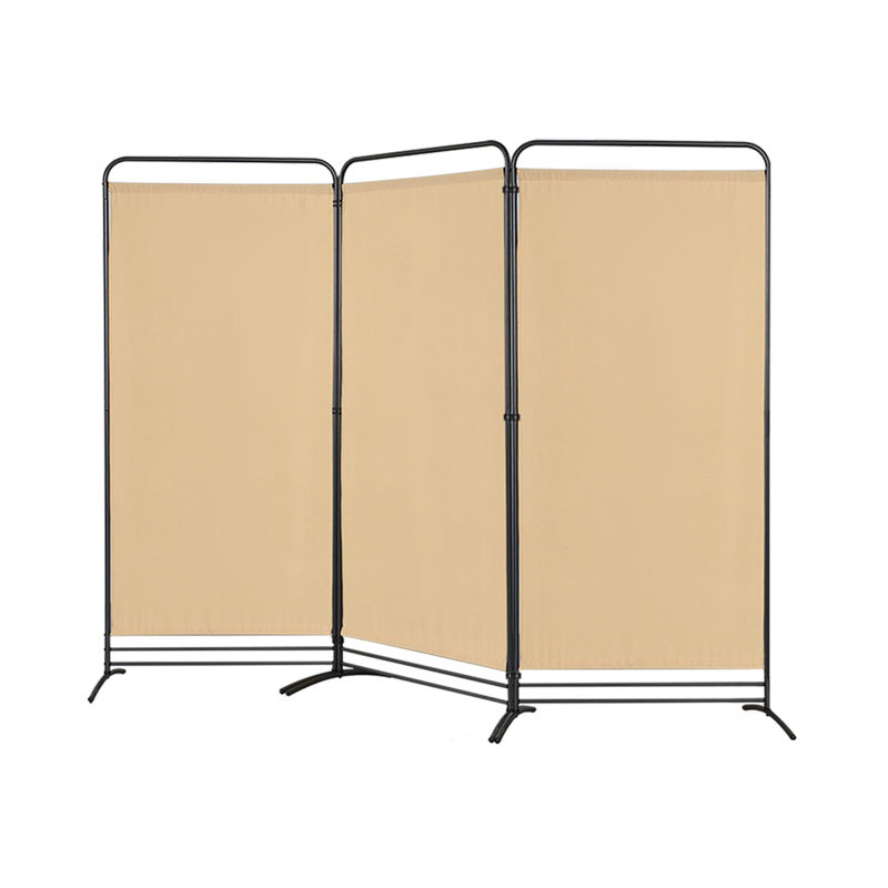 243cm W x 180cm H 3 - Panel Metal Folding Room Divider, Beige
