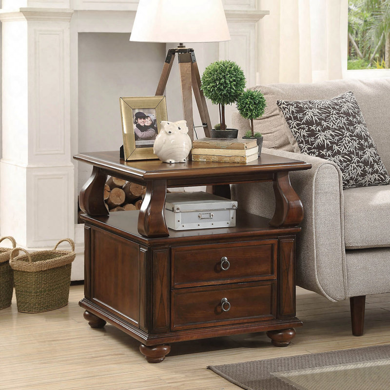 Walnut 2-Drawer End Table