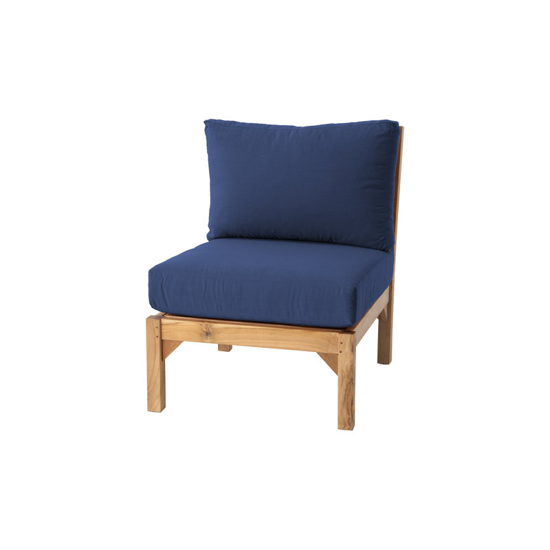 Fauteuil club d'extérieur en teck Huntington, Bleu marine