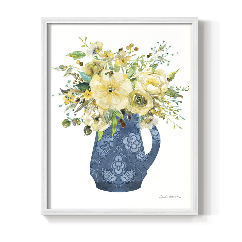 «Sunny Chinoiserie II», reproduction encadrée - bois massif, H 30 po x l 24 po, Blanc
