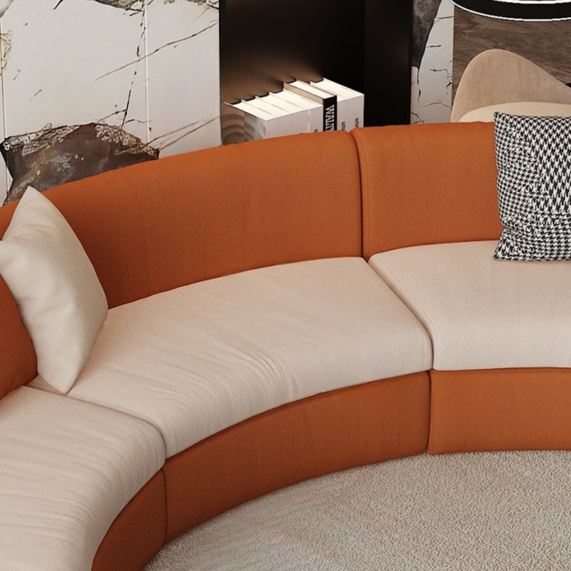 Canapé incurvé simple de luxe avec lumière créative, Beige/Orange