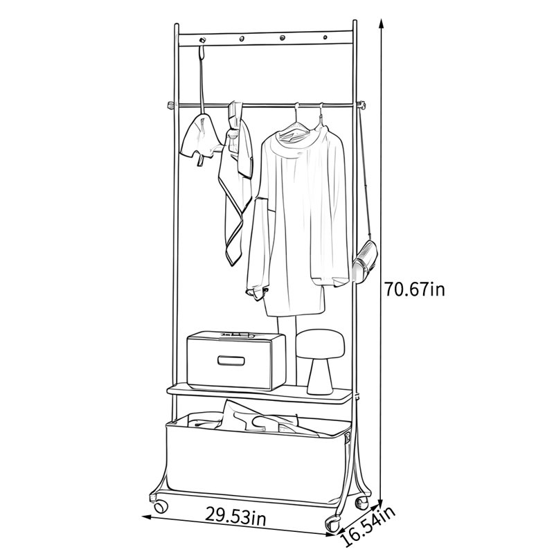 Stainless Steel Coat Rack with Swivel Wheels
