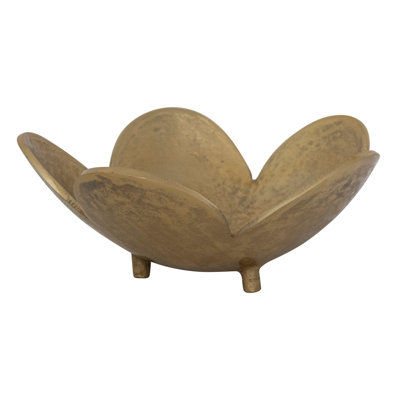 Decorative Cast Aluminum Footed Flower Shaped Bowl