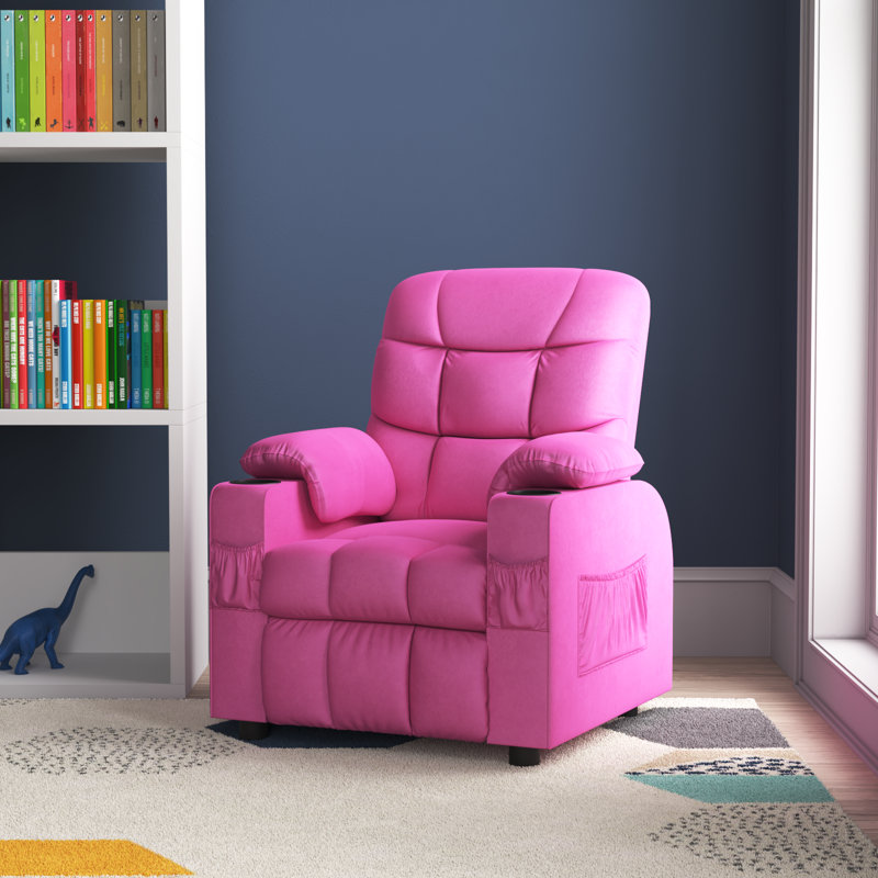 Fauteuil inclinable pour enfants avec porte-gobelet Heacock, Rose