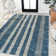 Ventress Geometric Striped Machine-Washable Blue/Cream Rug