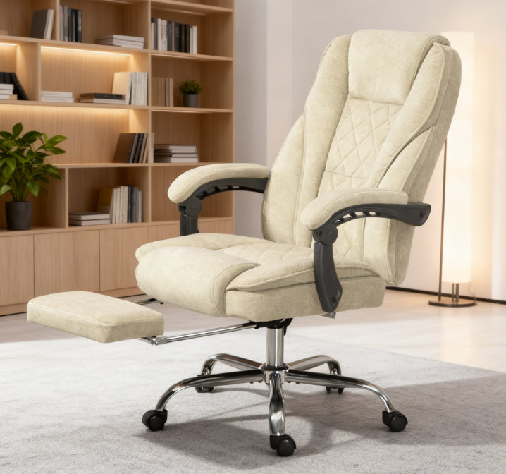 Chaise de bureau de massage inclinable chauffante avec hauteur réglable et repose-pieds, rose, Rose