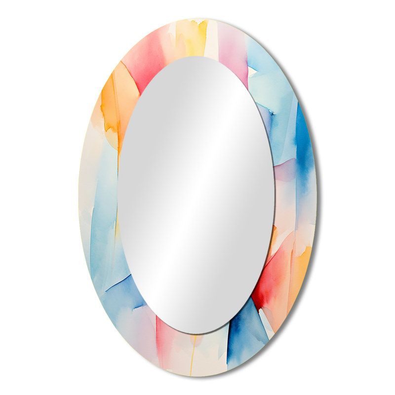 Explosion d'encre géométrique de couleur pastel III - Miroir mural moderne multicolore, H 36 po x l 24 po