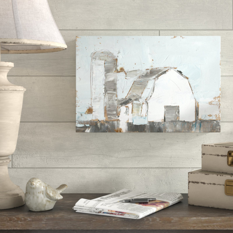 «Barn & Silo II», reproduction de peinture à l'huile sur toile encadrée, H 40 po x l 60 po