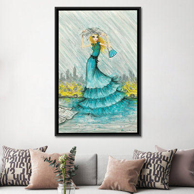 «Travel in Style Series: City Rain», peinture sur toile tendue