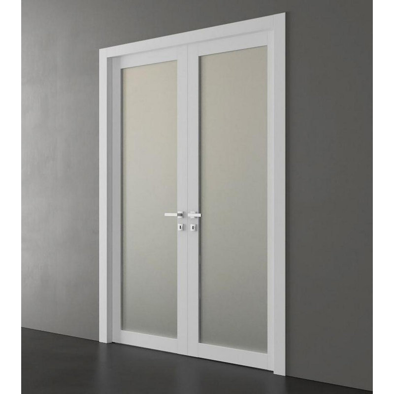 Portes françaises en verre givré Planum, 48 po x 80 po, Blanc