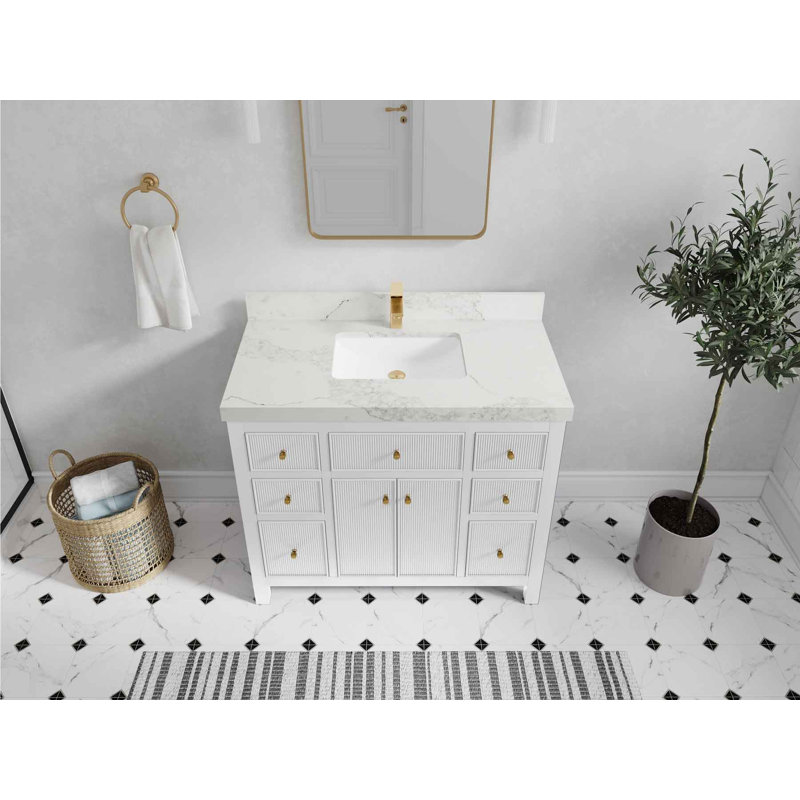 42'' Single Bathroom Vanity with Quartz Top, Calacatta Nuvo