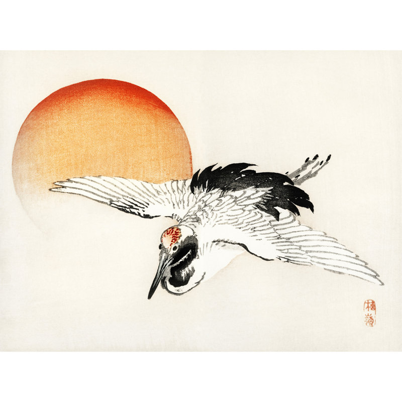 Bairei Flying Egret Japanese - No Frame Art Prints