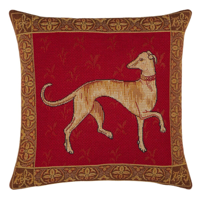 Cluny Greyhound Tapestry Cushion with Feather Filler 