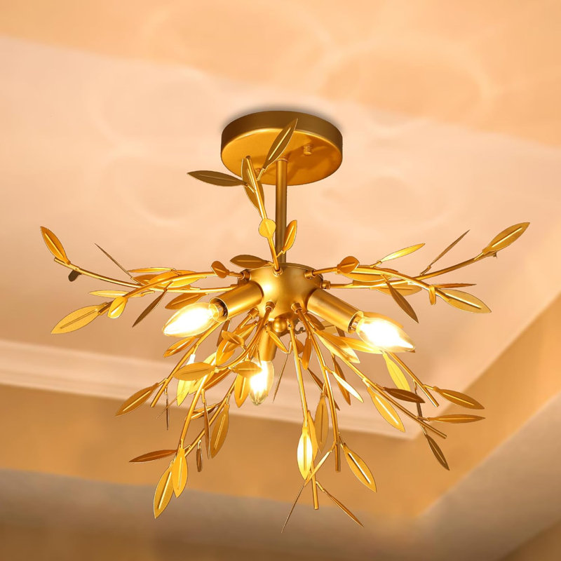 Golden Leaf Semi Ceiling Light