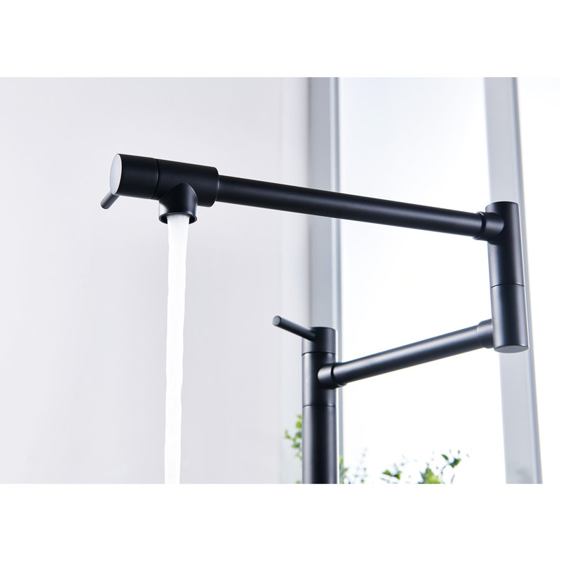 Matte Black Pot Filler Faucet With Extension - Brass, 360 Swivel And Foldable, Double Handles For Stable Water Flow, Surface Resistance To Corrosion Oxidation Layer