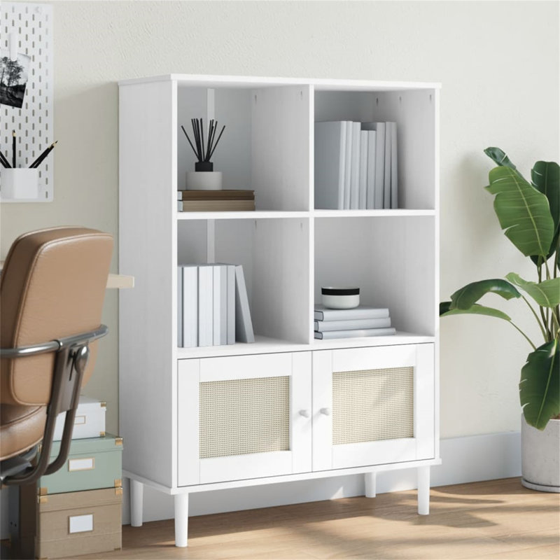 Algernard 130cm H x 90cm W Standard Rattan Look, White 