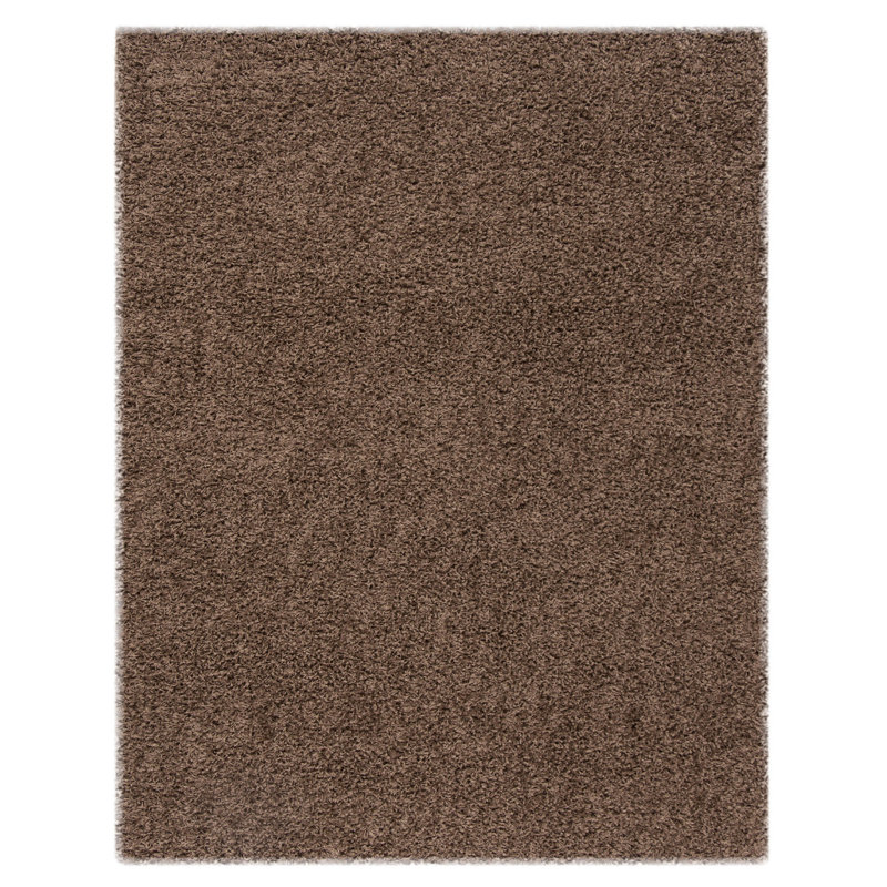 Tapis brun foncé en polypropylène tissé à la machine Elvezia, Rectangle 6 pi 7 po x 9 pi 6 po
