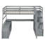 Lit mezzanine double avec 7 tiroirs, 2 tablettes et un bureau-27613219-27613217