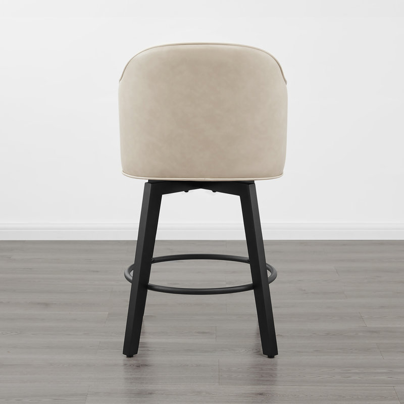 Swivel Bar Stool With Back, Beige, 2