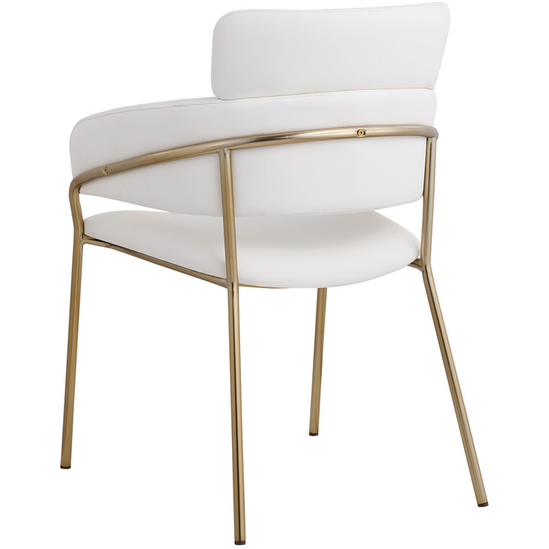Chaise de salle à manger en simili cuir Yara, ensemble de 2, Crème végétalien en cuir