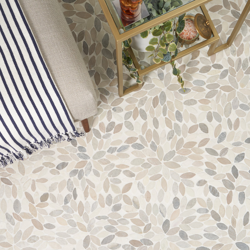Carrelage mosaïque en pierre naturelle de 11,81 po x 11,81 po, Mélange pâle