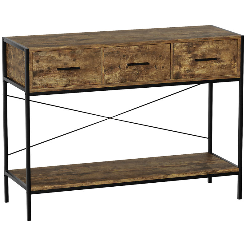 Sylvie 100Cm Console Table, Dark Wood, Dark Wood/Black
