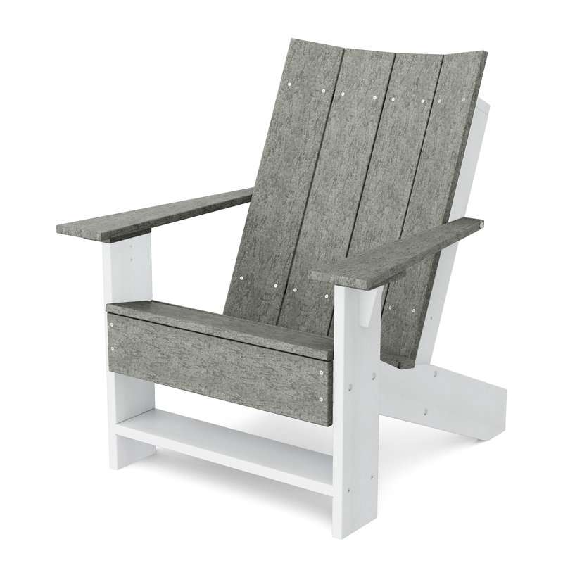 Contemporary Adirondack Chair, Dark Gray/White