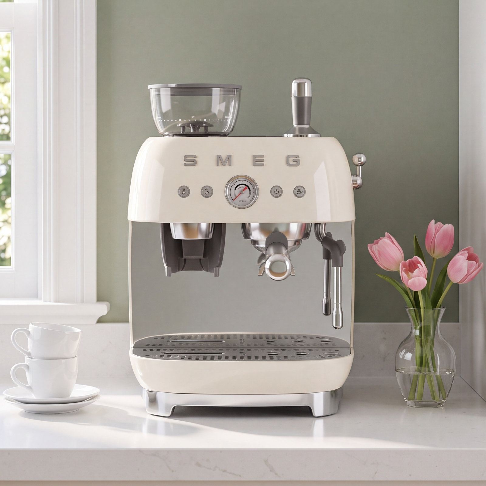 SMEG 50's Retro Espresso Machine, Pastel Green