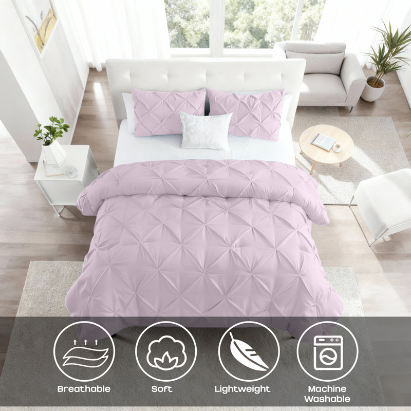 Luxurious Microfiber Pintuck Duvet Cover Set – Soft, Breathable & Wrinkle-Resistant Bedding for All-Season Comfort
