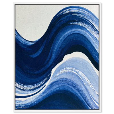 Impression sur toile encadrée « Indigo Surge I », art côtier moderne par Art Remedy, cadre blanc, 20 x 24 pouces